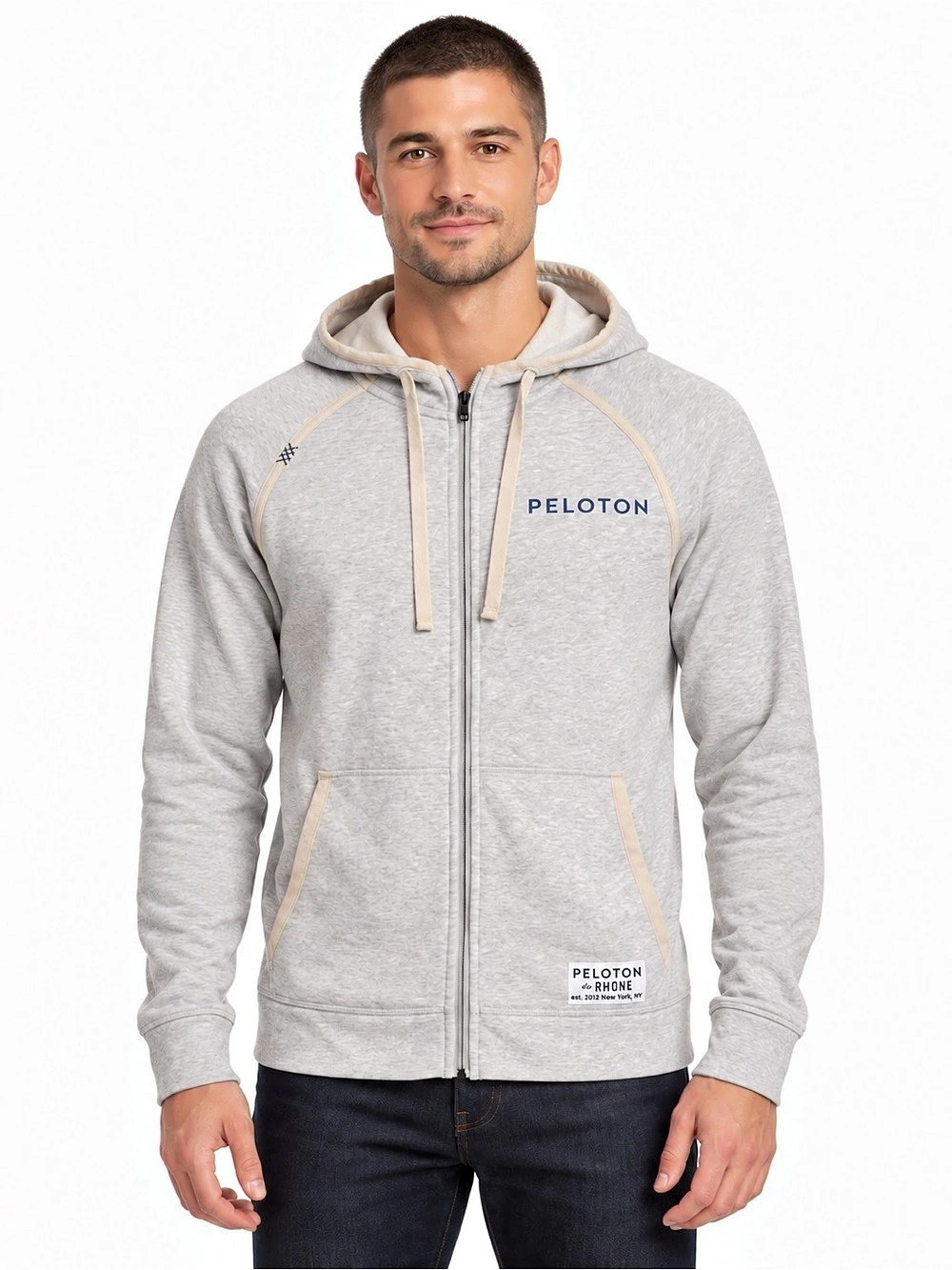 RHONE x Peloton Men’s Full Zip Hoodie Gray Small Back Logo 2019
